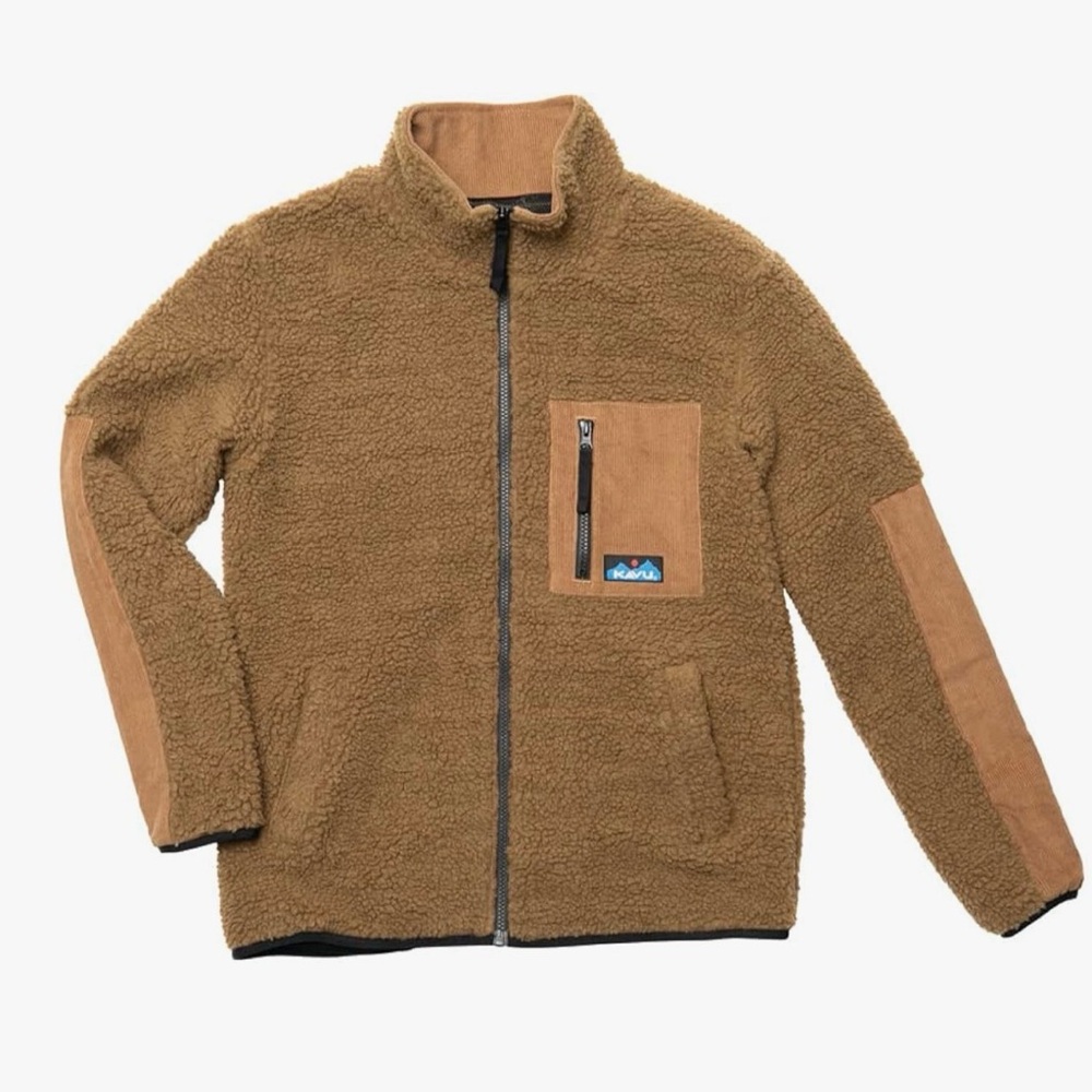 KAVU Pearsol Sherpa Zippered Jacket, Coffee, Size S